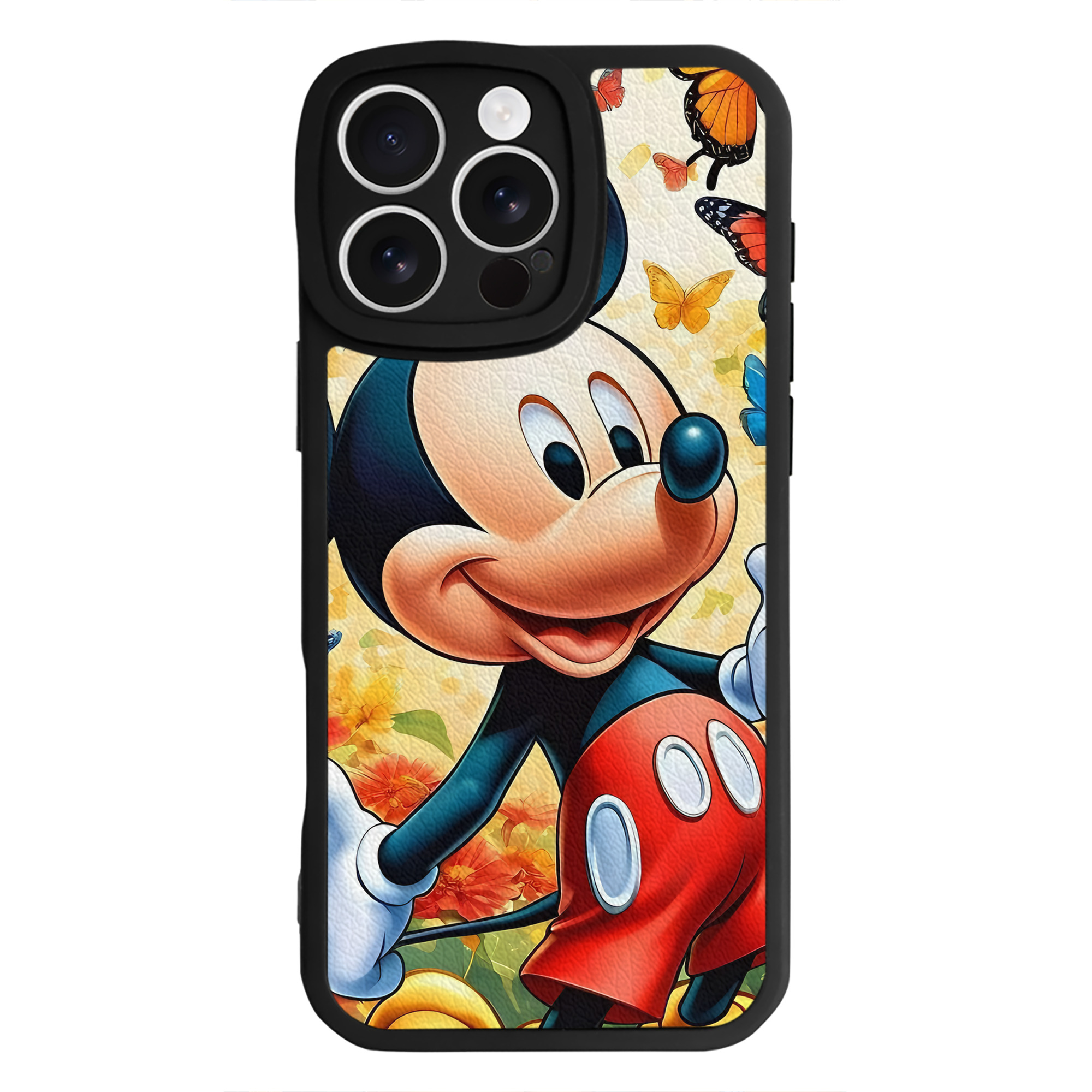 （画像用） ミッキーマウス Mickey Mouse 【iPhone 16シリーズ対応】シリコンスマホケース（レザー調） 材質：シリコン